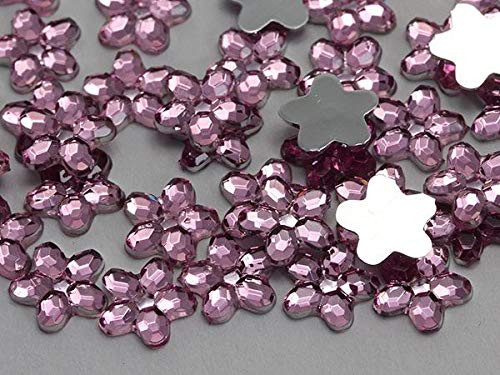 Allstarco 6mm Pink LQ03 Flower Self Adhesive Acrylic Rhinestones Plastic Face Gems Stick On Body Jewels for DIY Cards and Invitations Crafts Bling Sticker - 5 Sheets - 250PCS - Image 3